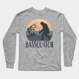 Bassquatch fisherman funny bigfoot gift Long Sleeve T-Shirt